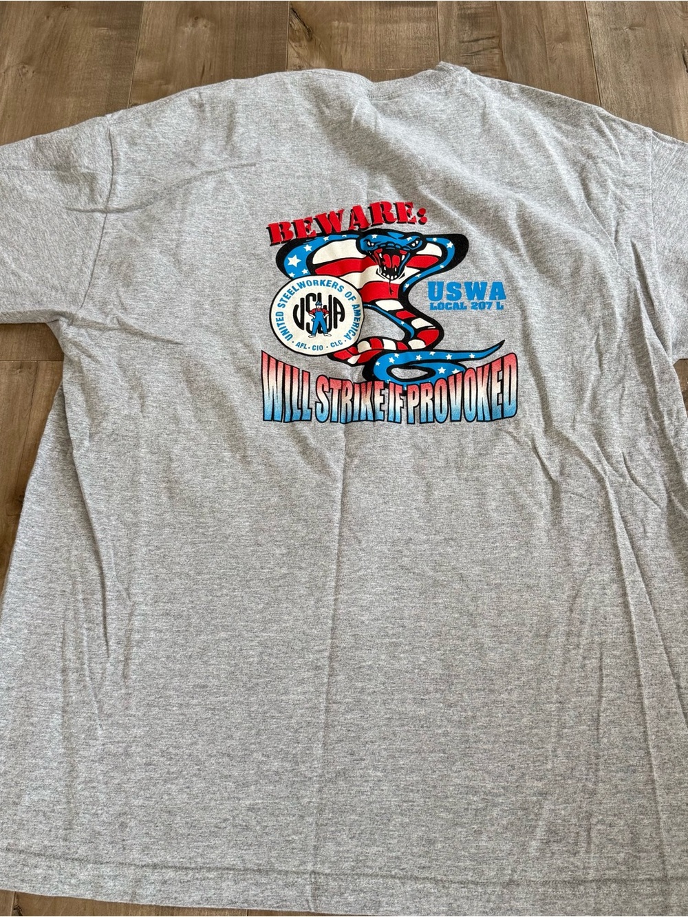 United Steel Works of America USWA Shirt USA Union Made XL Gray Patriotic - Picture 6 of 7